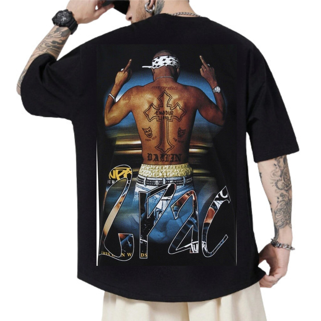 Camiseta T-Shirt 2Pac Two Pac Shakur Hip Hop Rap Gangster Thug
