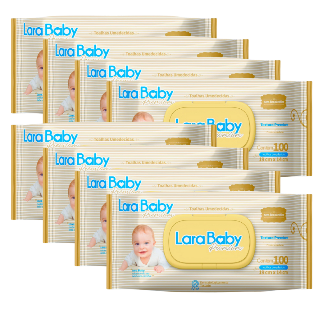 Kit C/8 Toalhas Umedecidas Lara Baby (800 lenços)