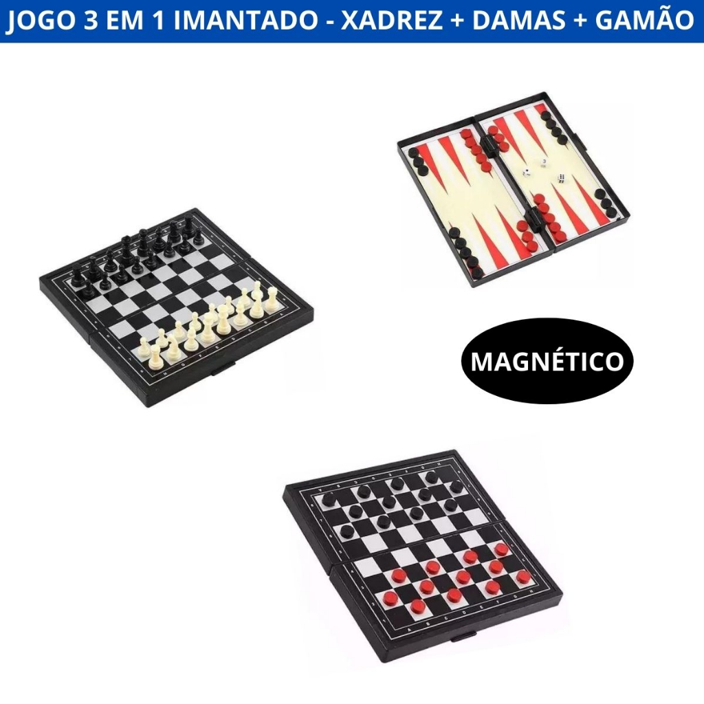 Xadrez - Dama - Gamao Pecas Magneticas - lojabtc