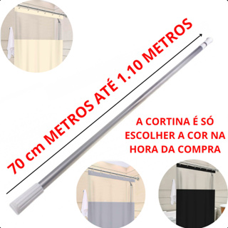 Varão Extensivo + Cortina Para Box Banheiro 70cm Ate 1,20mts regulavel