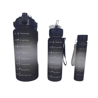 Kit 3 Squeeze Galão Garrafa De Água  2Litros 900 e 300ml Motivacional Academia Colorida Antivazamento 3D Tie Dye Frases