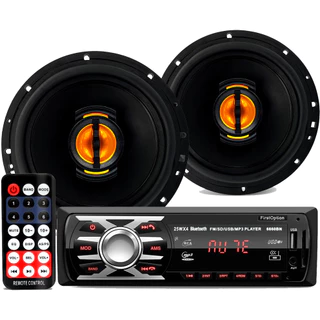 Par De Auto Falantes 6 Polegadas 110w Jb Flex + Radio Fm Carro Som automotivo Bluetooth Usb