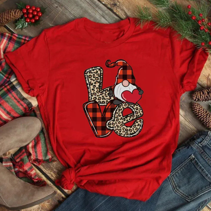Camiseta Vermelha Feminina Natal Variadas Estampas Merry Christimas Novo!