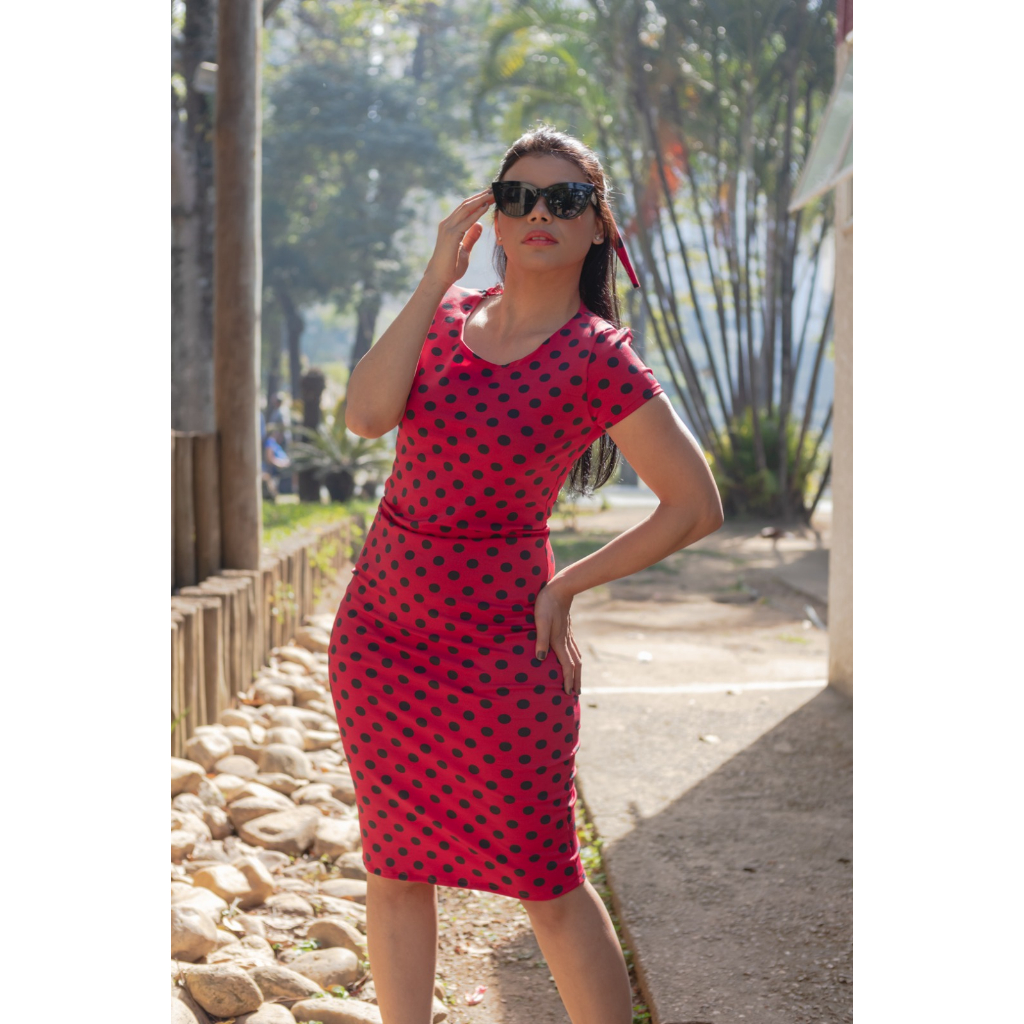 Vestido Para Meninas de 4-7 anos de idade Vestido Red Polka Dot