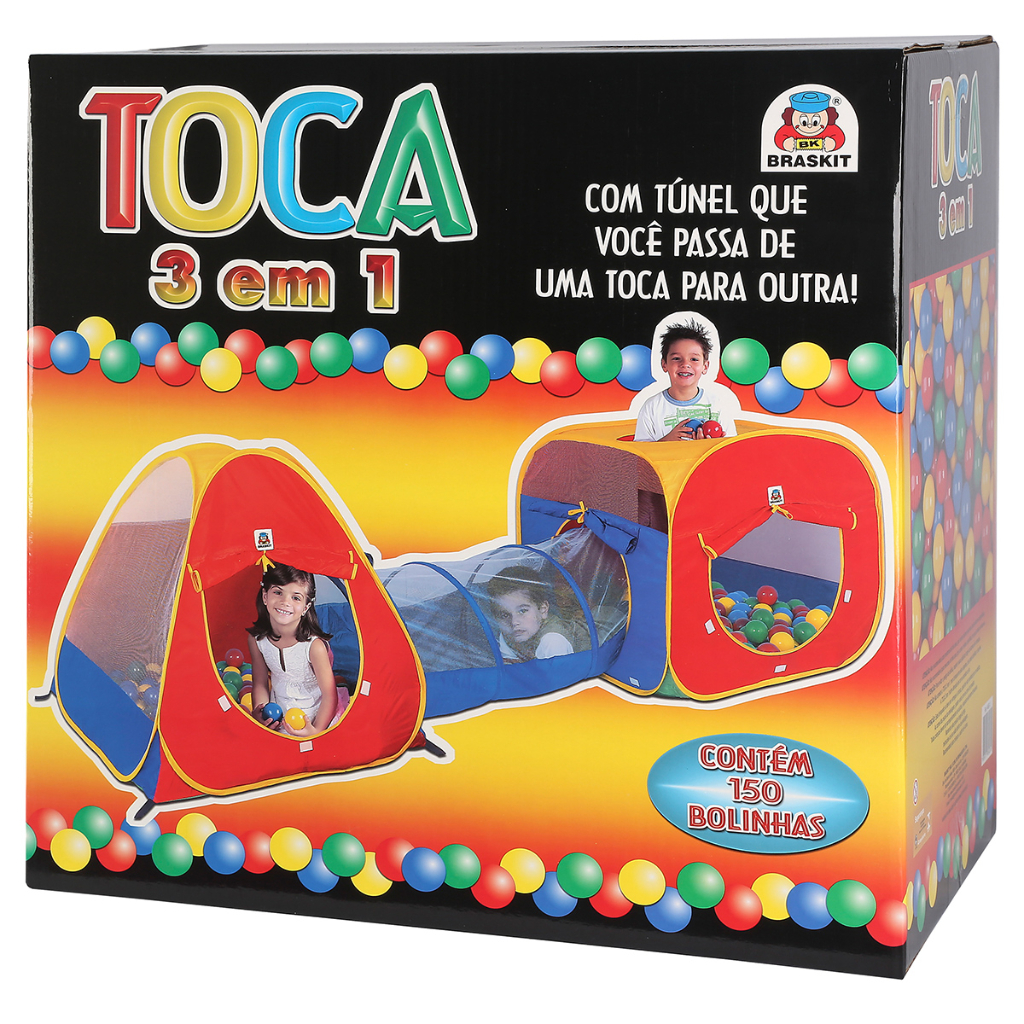 Toca Barraca Infantil 3 Em 1 C/ 80 Bolinhas 4607 - Braskit