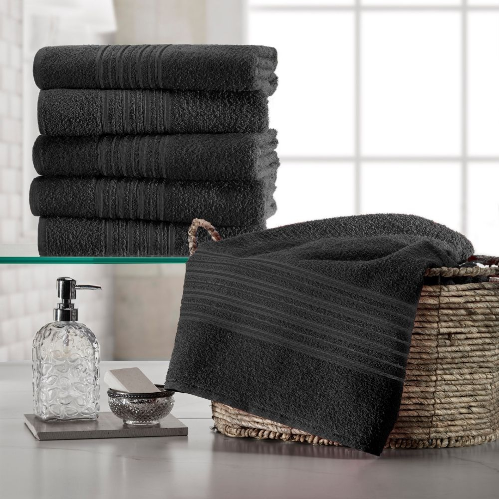 TOALHA DE ROSTO FELPUDA COR PRETA TAMANHO 40CM X 65CM BELLEZA TEKA