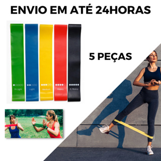Kit 5 Faixas Elásticas Alta Resistência Fisioterapia Academia Fitness Banda
