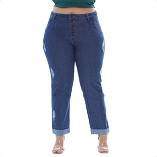 Calça Mom Jeans Plus Size Lisa Cintura Alta Com Cinto Branco - Useconf -  Calça Plus Size Feminina - Magazine Luiza