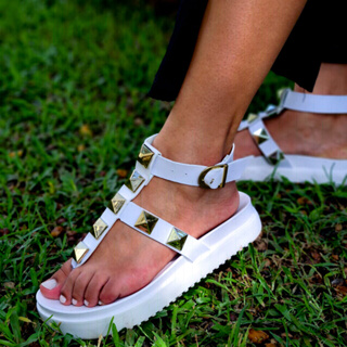 Sandália Plataforma Feminina Birken GuGi 900-GG Papete Leve Com Ajuste na Canela