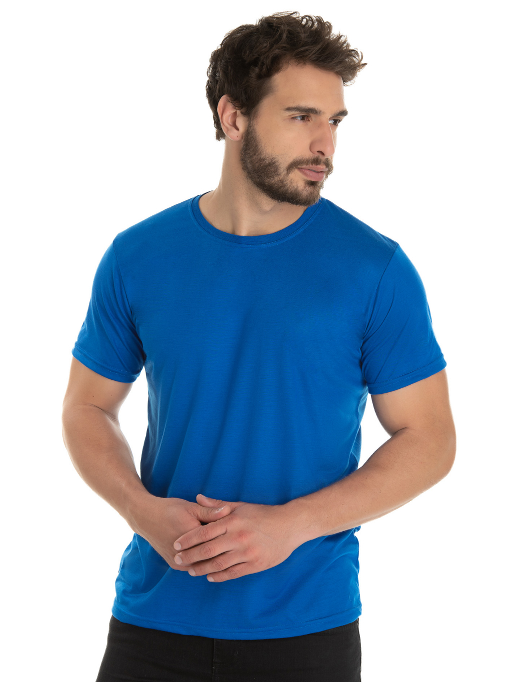 Camiseta Azul Marinho Escuro Lisa Camisa PV Anti pilling