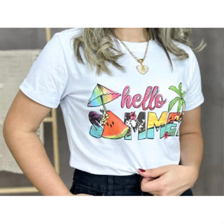 Blusa T-shirt sammer moda feminina camiseta leve 100% algodão nova coleção  moda blogueira