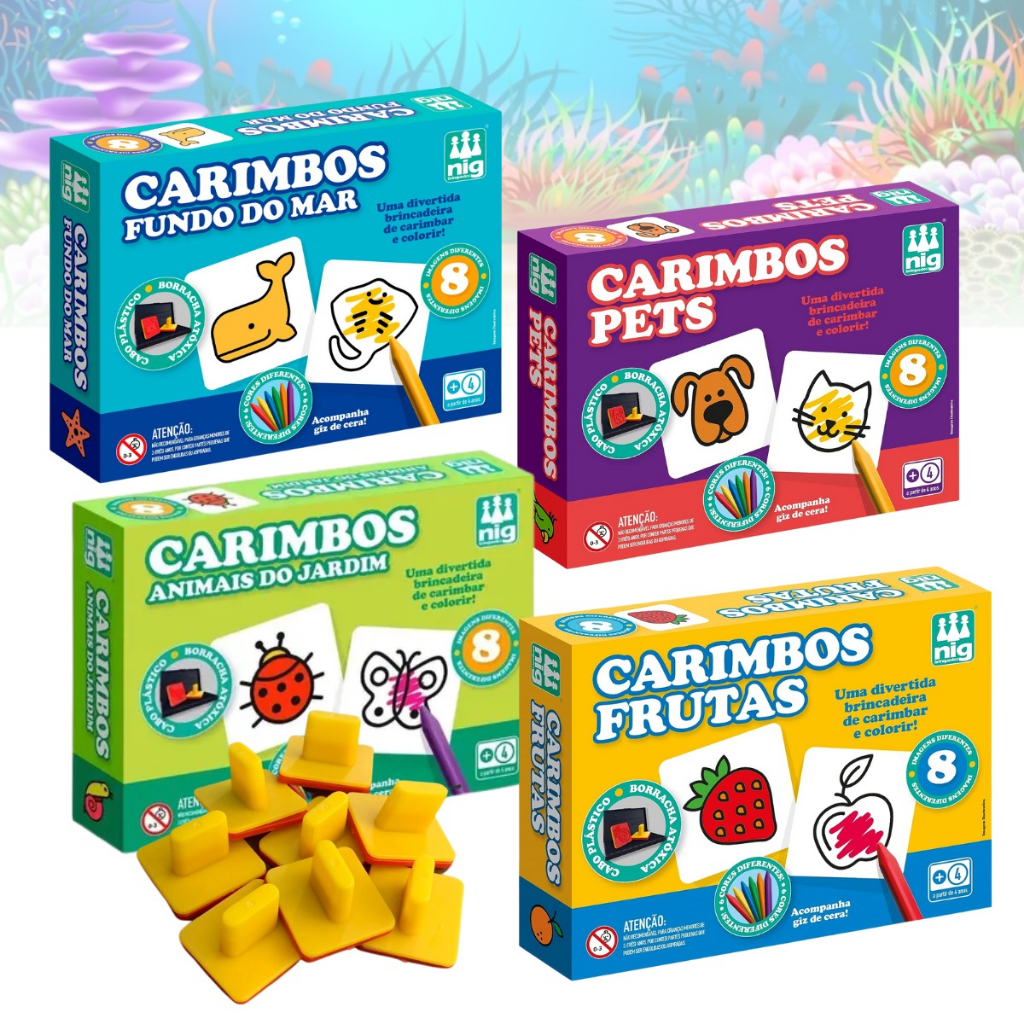 Carimbo Infantil Educativo 4 opções - Carimbo infantil pedagógico - ENVIO IMEDIATO - Nig Brinquedos