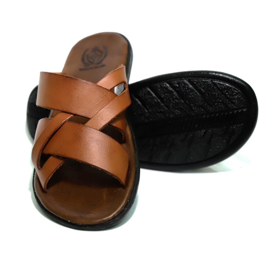Chinelo Masculino Em Couro Legitimo Sandália De Jesus Solado ...