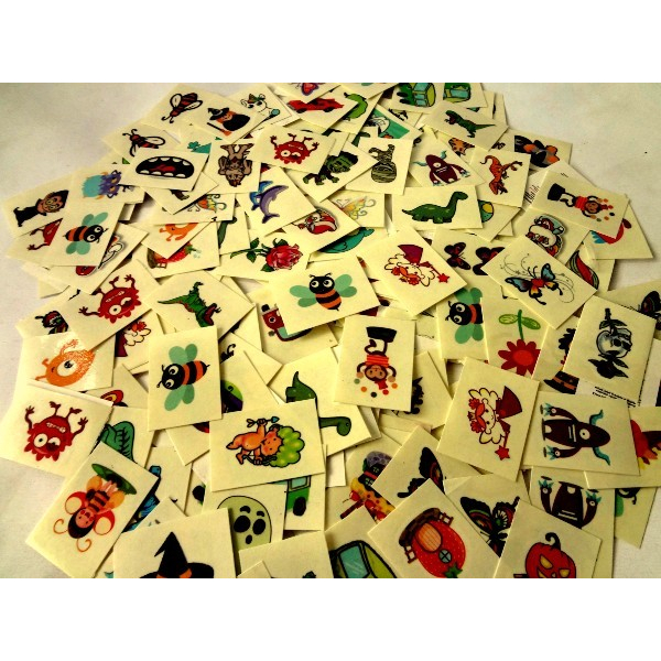 120 Minis tatuagens temporárias infantis 3 x 4 cm