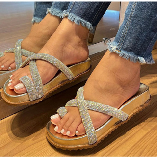 Papete feminina birken sandalia rasteirinha brilho flatform