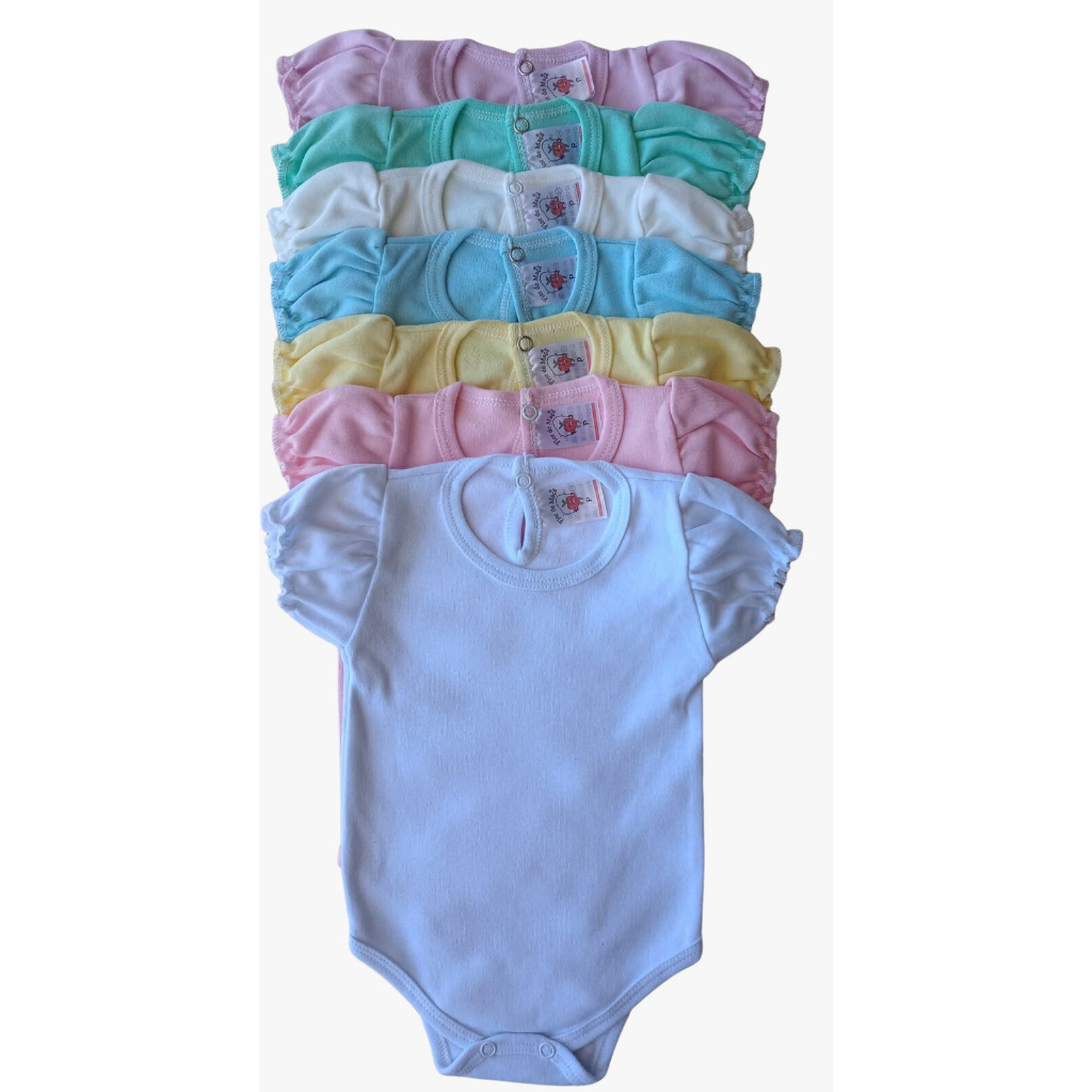 Kit C/ 3 Manga Princesa - Body Bebê - 100% Algodão