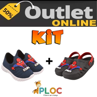 [kit infantil] 1 TÊNIS CALCE FÁCIL + 1 BABUCHE (P07 MARINHO + Bab07 MARINHO HOMEM ARANHA)