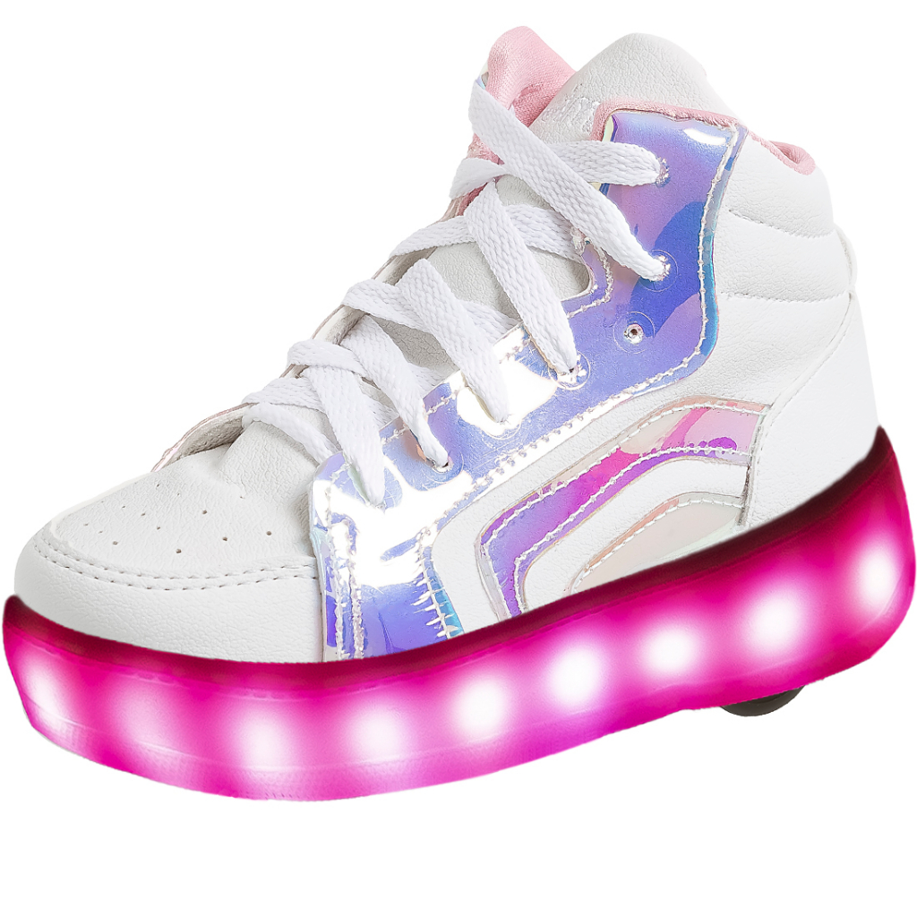 Tênis Infantil Feminino Luz Led Rodinha Luzinha Menina Moda