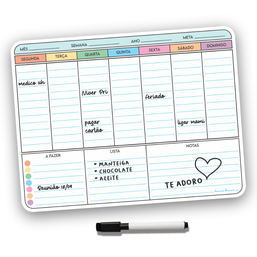 Lousa Quadro Magnético Imã De Geladeira Com Caneta Apagador