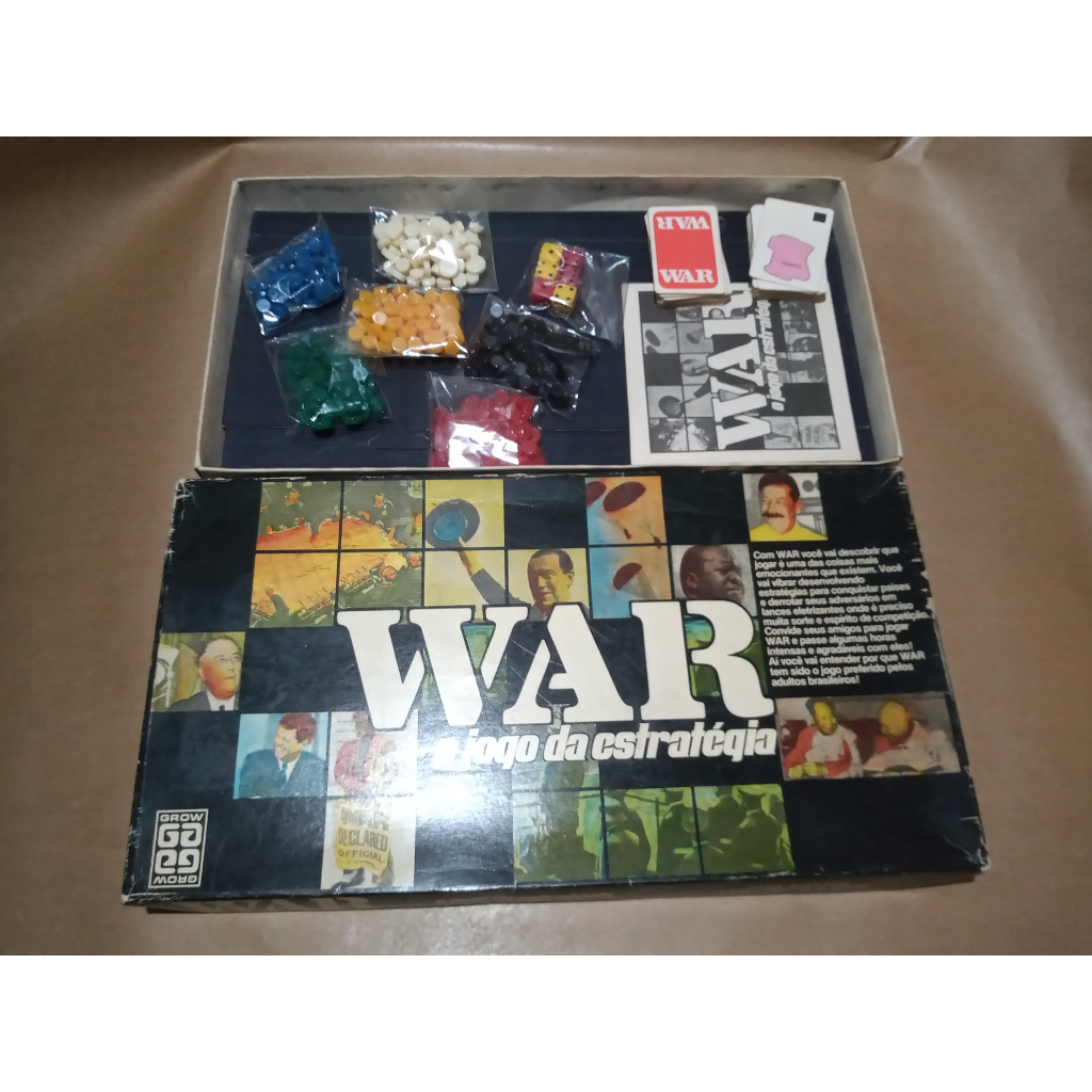Jogo de tabuleiro War, da Grow, anos 80/90. Completo, c