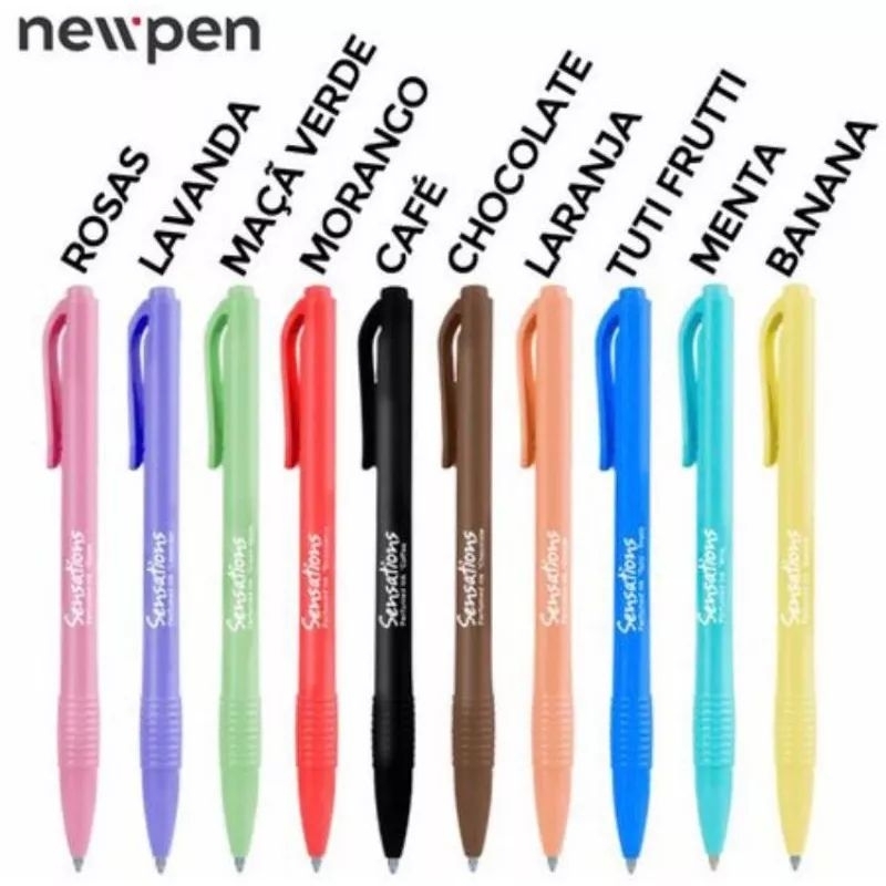 Conjunto com 10 Canetas COM CHEIRINHO Esferográficas CLICK SENSATIONS
