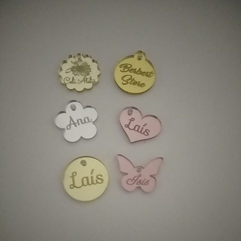 230 tags 2 cm acrílico espelhado