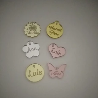 230 tags 2 cm acrílico espelhado