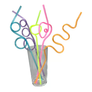 10 Canudo de acrílico diferentes formatos Drink Colorido Coquetel Espiral Festa