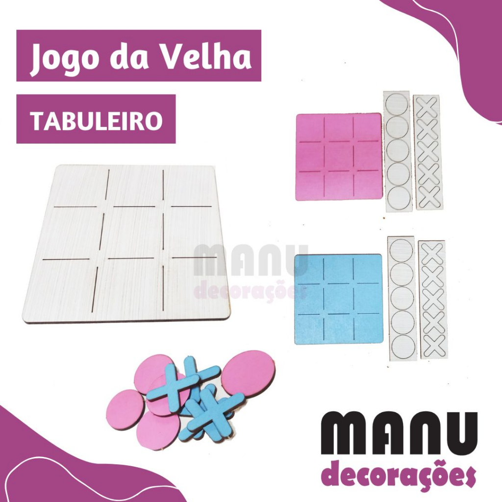 Jogo Da Velha Mdf Personalizado Infantil Tabuleiro 20X20Cm - Decoraset -  Jogo da Velha - Magazine Luiza
