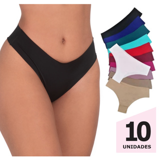 Kit 10 Calcinha corte a laser Básica Tanga Conforto sem Costura