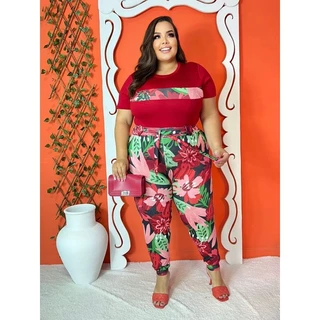 Conjunto Plus size Calça jogueer com Blusa Estampadas 46 ao 54