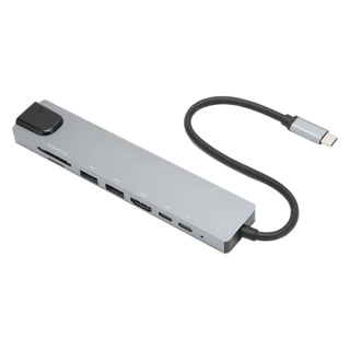 Hub USB C 8 em 1 com HDMI 4K RJ45 Adaptador Tipo C com USB 3.0 PD para Notebook MacBook Celular