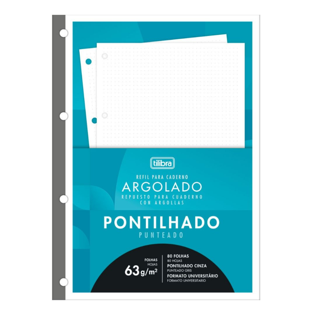 Refil Tiliflex Pontilhado Universitário Académie 80 Folhas 63g/m² 20 x 27,5 cm - Tilibra
