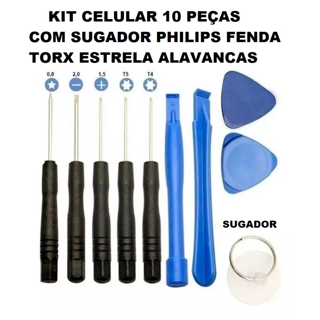 Kit Chaves Precisão Reparo Smartphone Celular Óculos Relogio 10 Peças