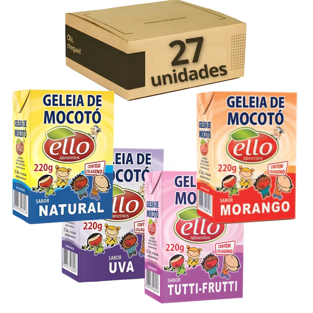 Caixa c/ 27 GELEIA DE MOCOTÓ ELLO 220G - ESCOLHA O SABOR