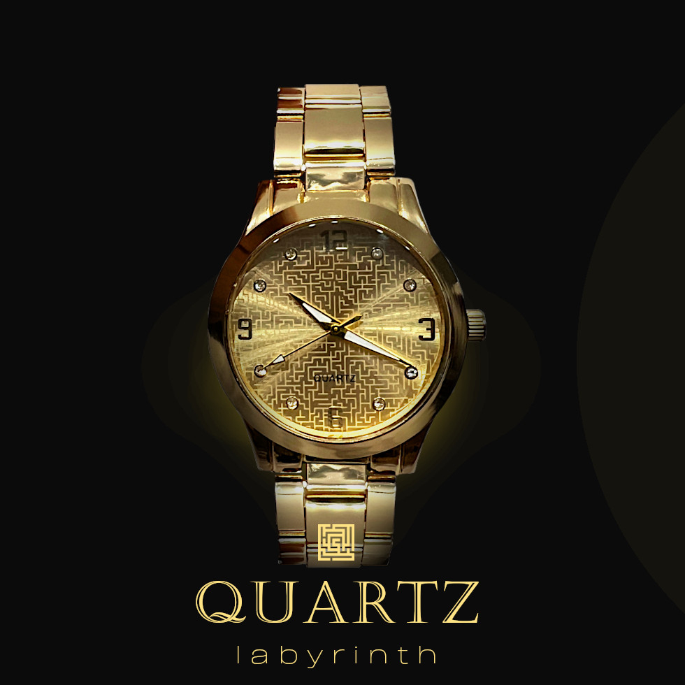 Relógio de pulso Feminino Quartz Luxo Labyrinth Strass analógico ...