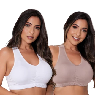 Kit 2 Top Fitness Academia Bojo Removível Sustentação Feminino Adulto Revenda Roupa de Treino