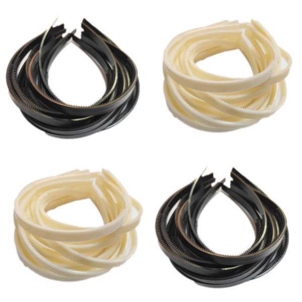Tiara Base Reta Com Dentinho 10mm Bege E Preto | Shopee Brasil