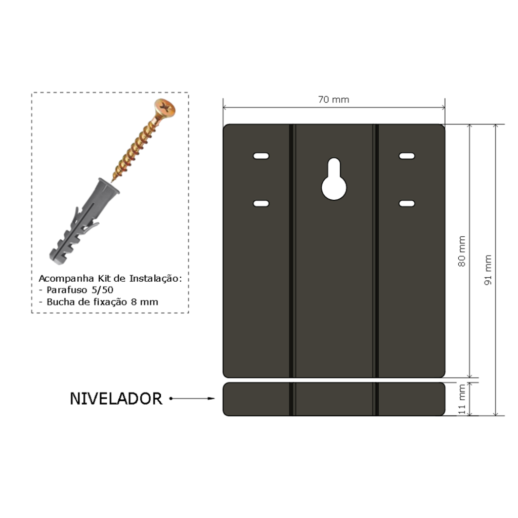 Suporte para espelho pendurador fixador de pendurar parafusar com parafuso e bucha incluso.