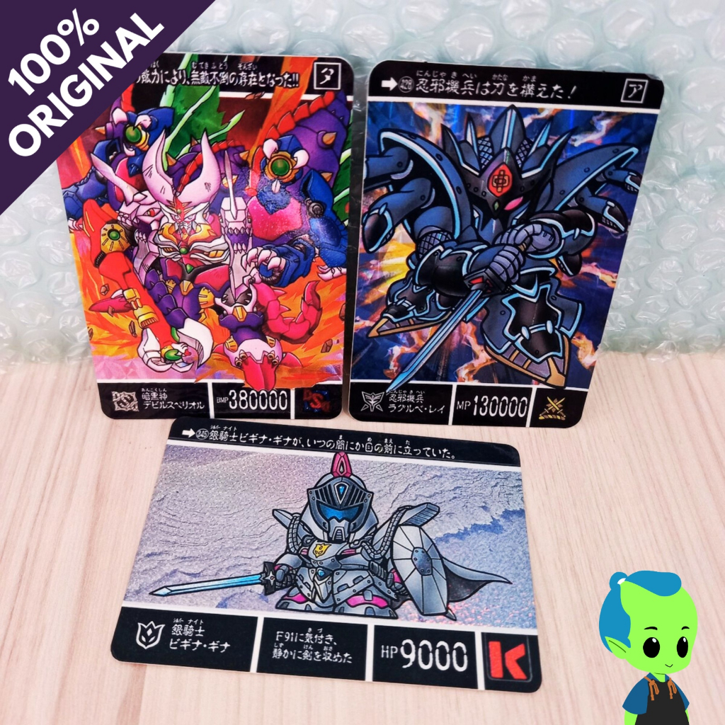 Lote x3 TCG Trading Card Cartas Gundam SD Originais Bandai 1991 - 1995 Made In Japan