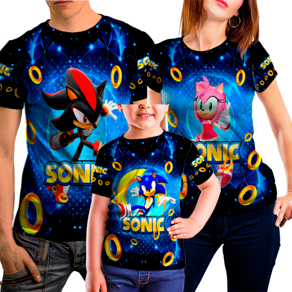 Camiseta Do Sonic Tal Mãe Tal Pai Tal Filho kit Família 3 pç | Shopee Brasil