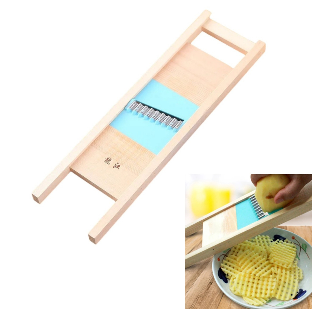 Fatiador Cortador de Batata Frita Chips - Madeira 35cm x 10c