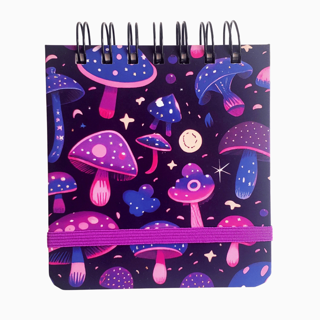 Caderno Sketchbook Desenho e Aquarela Pequeno A6 12x11cm - 90g, 180g, 240g, 300g Cogumelos