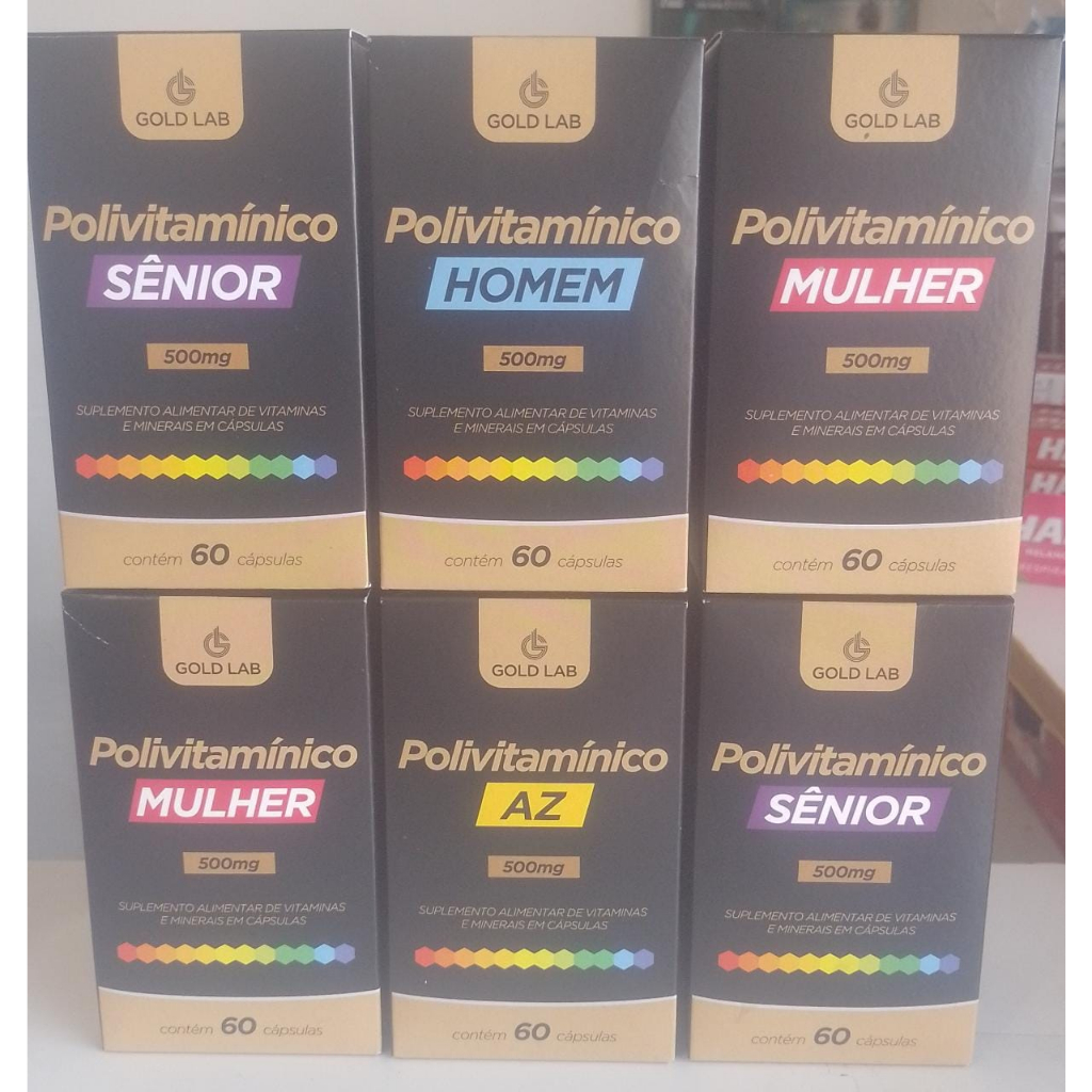 polivitam??nico gold lab com 60 c??psulas homem ou mulher ou s??nior ou A
