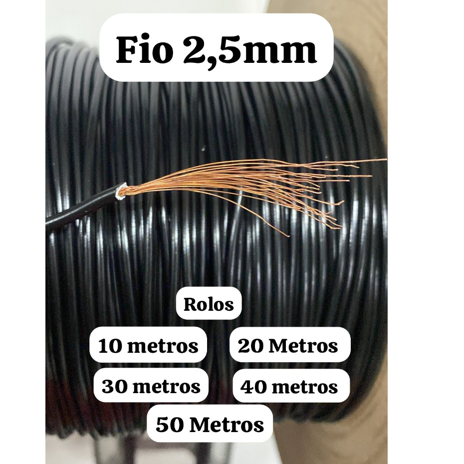 FIO 2,5MM 10 20 30 40 50 METROS FIO PARA TOMADAS E INTERUPTORES ...