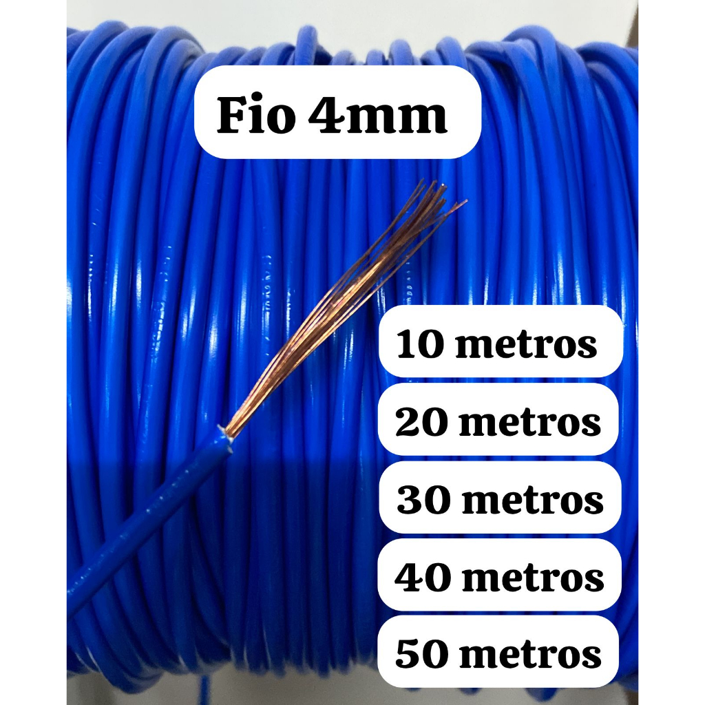 FIO 4MM 10 20 30 40 50 METROS FIO PARA INSTALAÇOES ELETRICAS