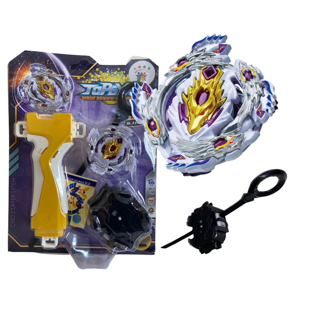 Beyblade B110 Gold Longinus Bloody Burst Com lan ador e Grip