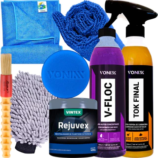 Kit Para Lavar Moto Shampoo Cera Tok Final Luva Pano Vonixx