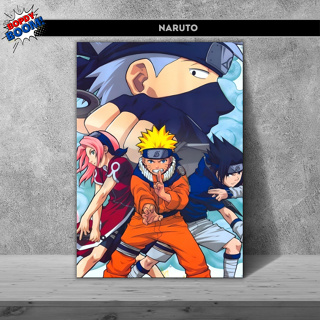 Quadro Decorativo Mosaico 5 peças Anime Naruto Kushina e Minato