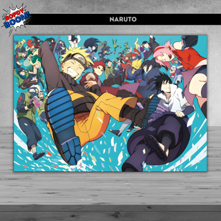 Quadro Decorativo Mosaico 5 peças Anime Naruto Kushina e Minato